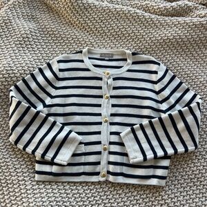 J. Crew Striped Cardigan - Navy and White